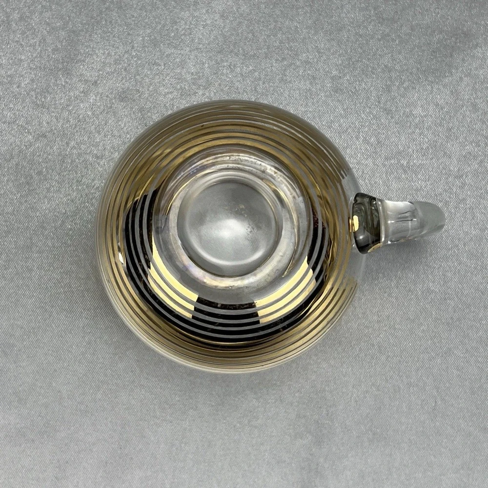 Macbeth Evans Style Vintage Gold Stripe Glass Creamer Pitcher Mid Century MCM 3